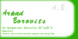 arpad borovits business card